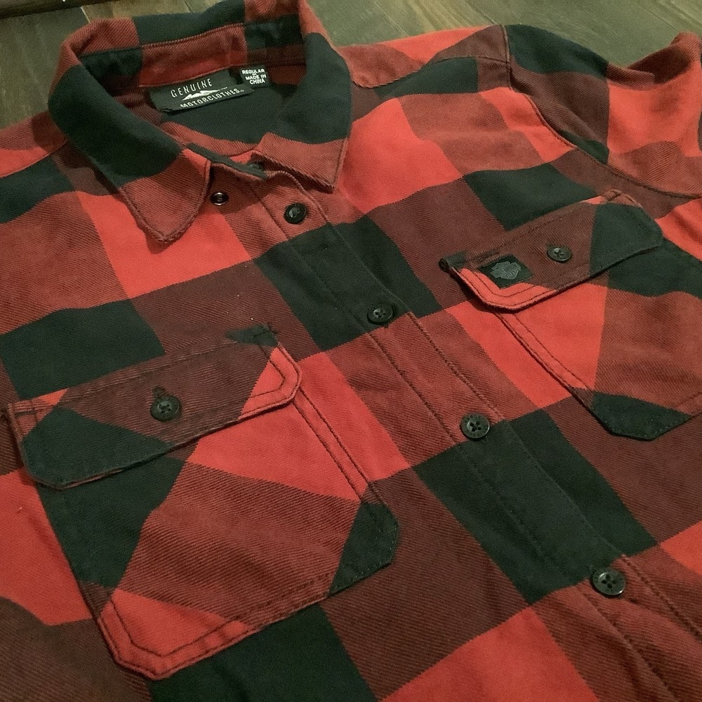Harley Davidson Shirt Women's M Red Black Long Sleeve Motorcycle - Picture 5 of 8